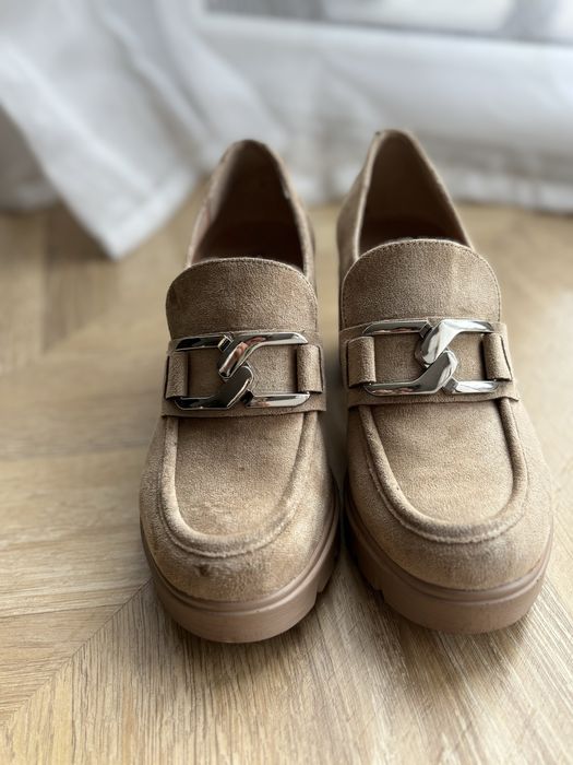 Półbuty Potocki na słupku skórzane