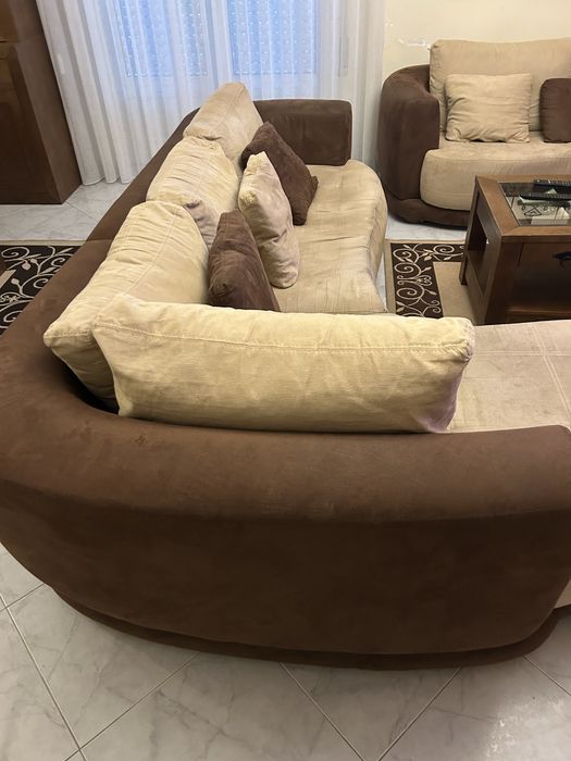 Sofá Castanho/Beje Superior com 2,70