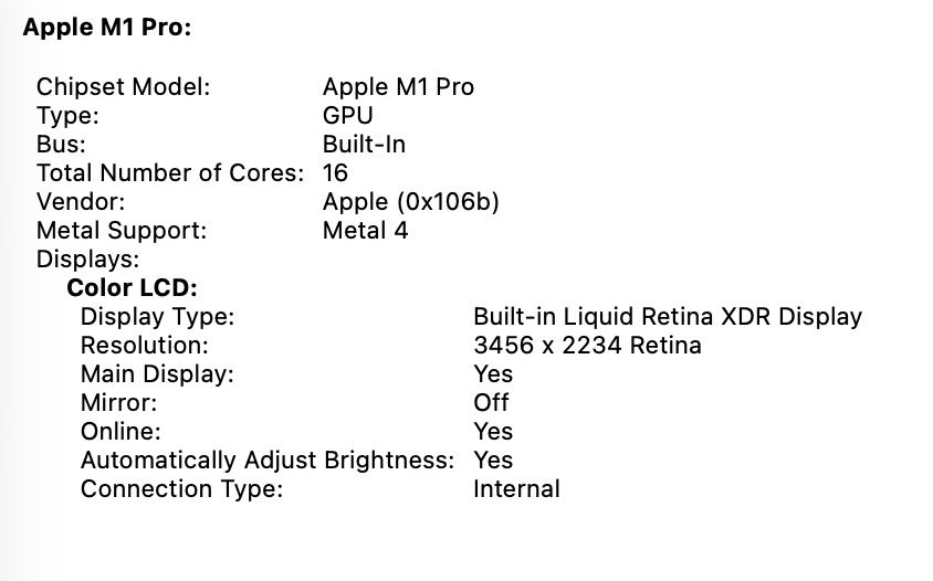 MacBook Pro 16’ 2021 32GB RAM 512GB SSD 92%