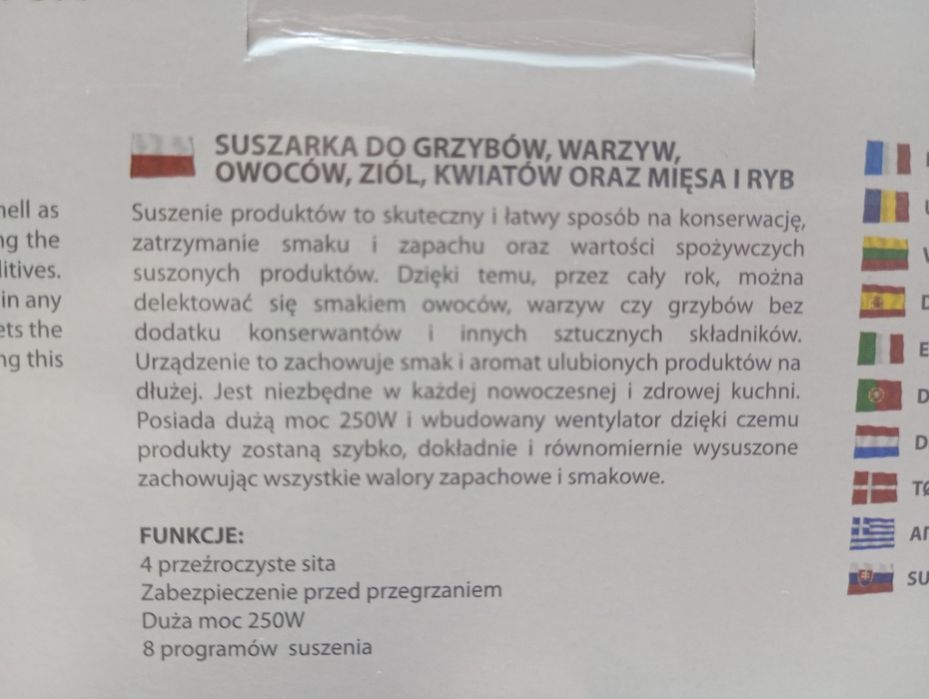 Suszarka do grzybów, warzyw i owoców Esperanza Appetissant EKD004