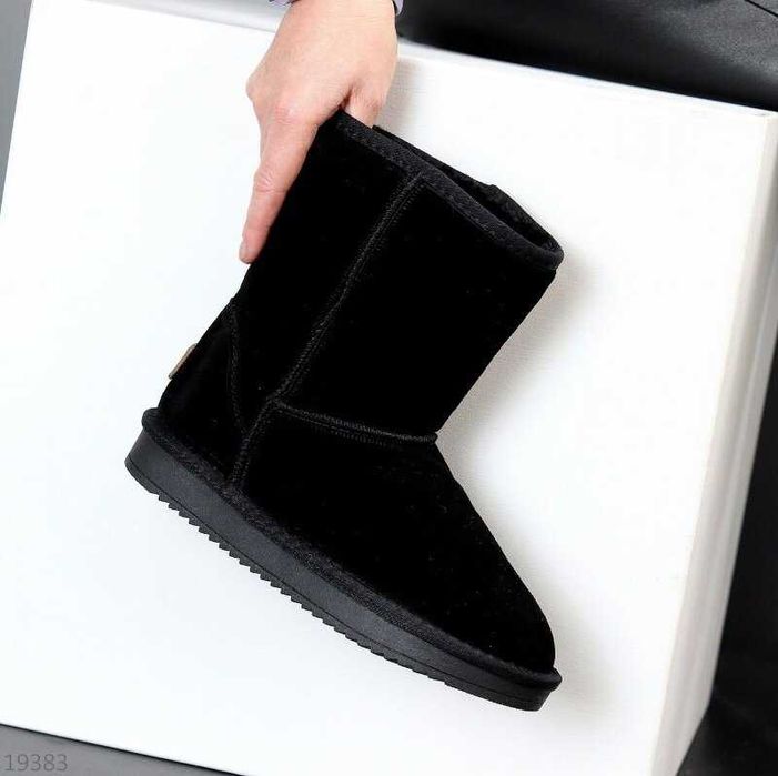 Чорні уггі ITTS натуральна замша, сапожки зимові, зимние сапоги 37р