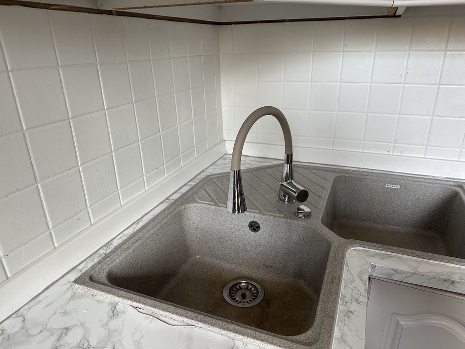 Zlew zlewozmywak narożny dwukomorowy Schock zlew granitowy szary