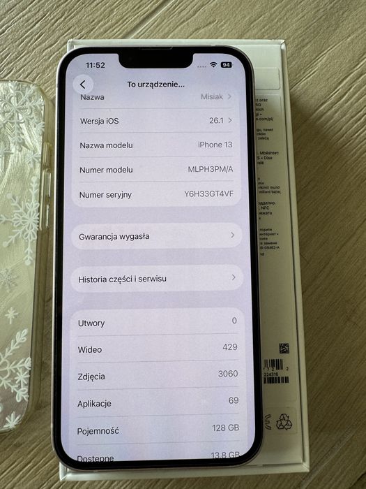 Iphon 13 różowy 128GB