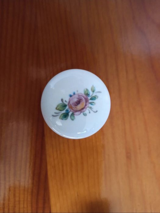 Puxador Porcelana Flor Rosa