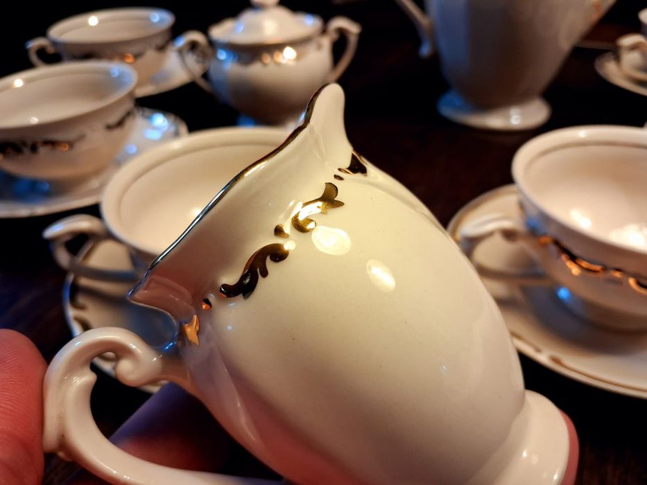 Unikat stan idealny ! serwis kawowy porcelana Tułowice 6 osób antyk !
