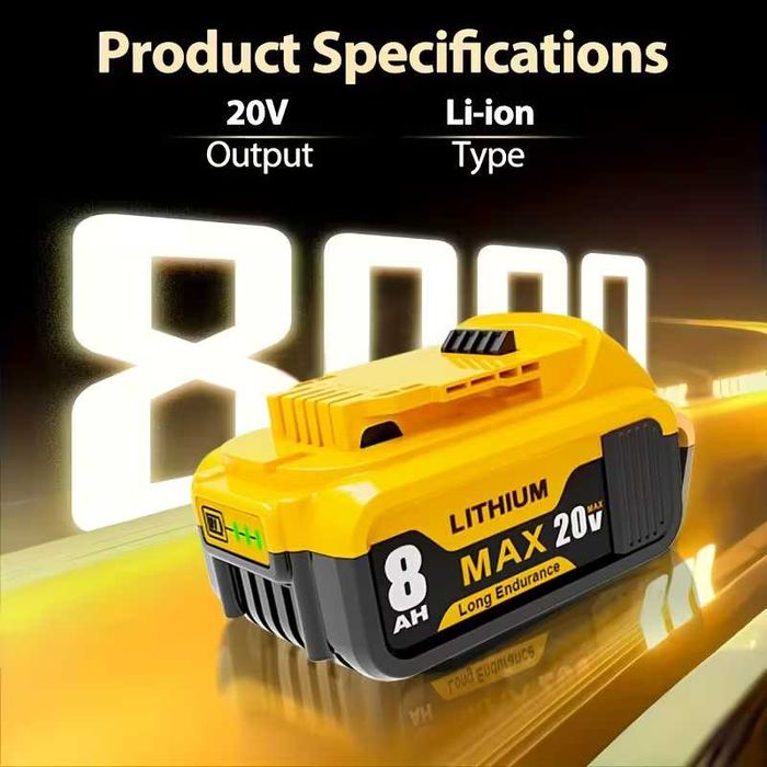 Батарея 8Ah 20V MAX для DeWalt XR Змінний акумулятор для DCB205/DCB206