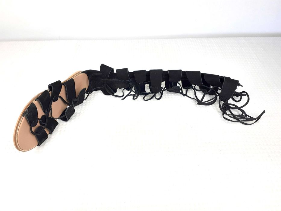 buty czarne zamszowe rzymianki gladiatorki