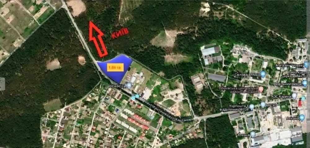 БЕЗ% Продаж фасадної ділянки Обухів вул Каштанова