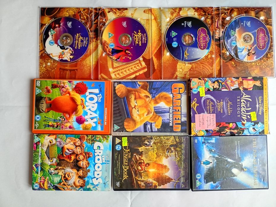 8 x Bajki na dvd po angielsku 3 xAladin Garfield  Jungle Book
