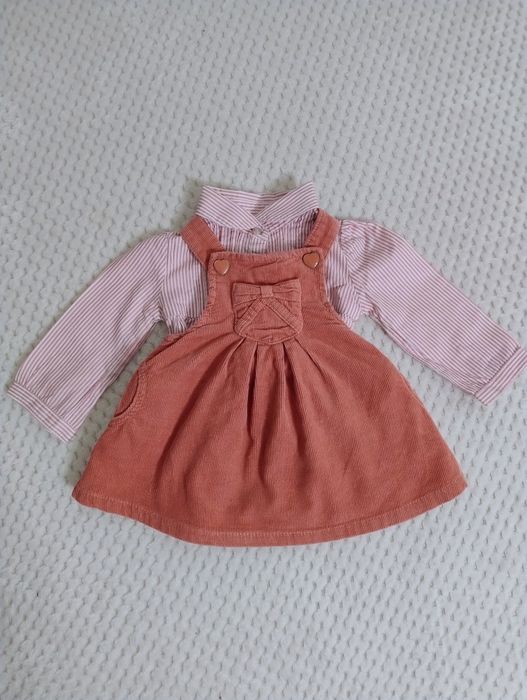 Zestaw bluzka koszula + spódniczka na szelki Zara rozmiar 68