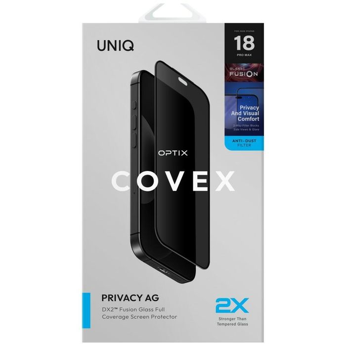 Szkło hartowane UNIQ Optix Covex Privacy AG DX2 do iPhone 18 Pro prywatyzujące