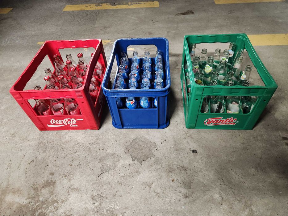 TRANSPORTER + 24 BUTELKI coca cola pepsi fantic 3 sztuki pelne butelek