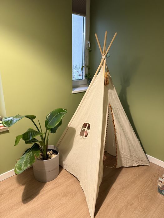 TIPI dziecięce beżowe boho – namiot do pokoju