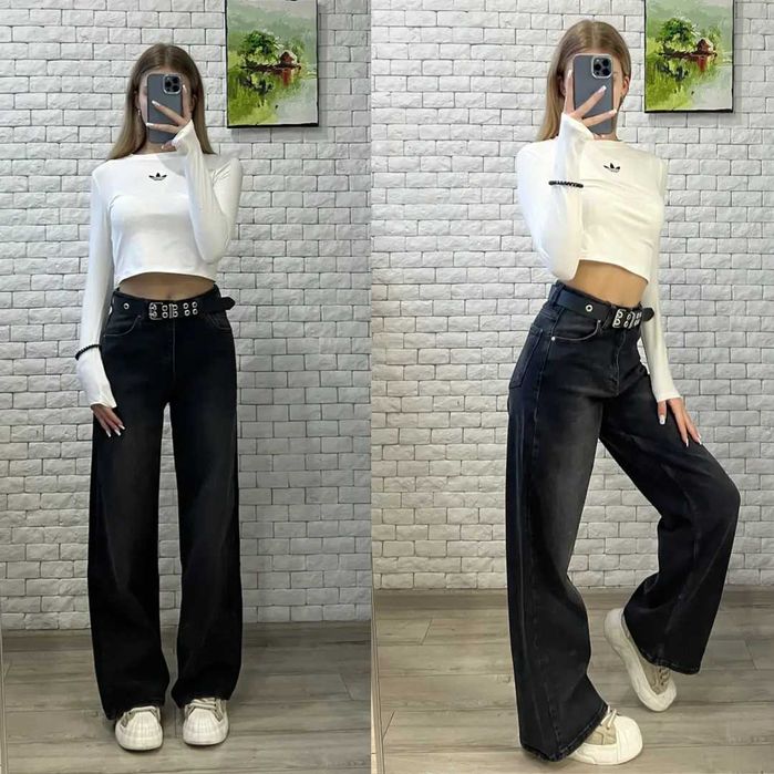 Джинси прямі труби жіночі wide lage.Джинсы прямые трубы женские