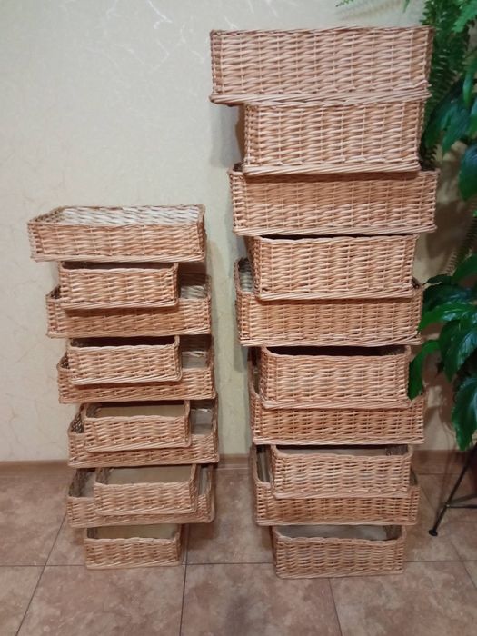 Корзини. Лотки.Качалки.Баночки.Багетниці.Кошик.Короб.Меблі з лози плет