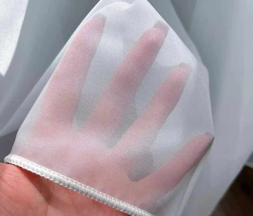 Тюль однотонний білий шифон, з обважнювачем та без