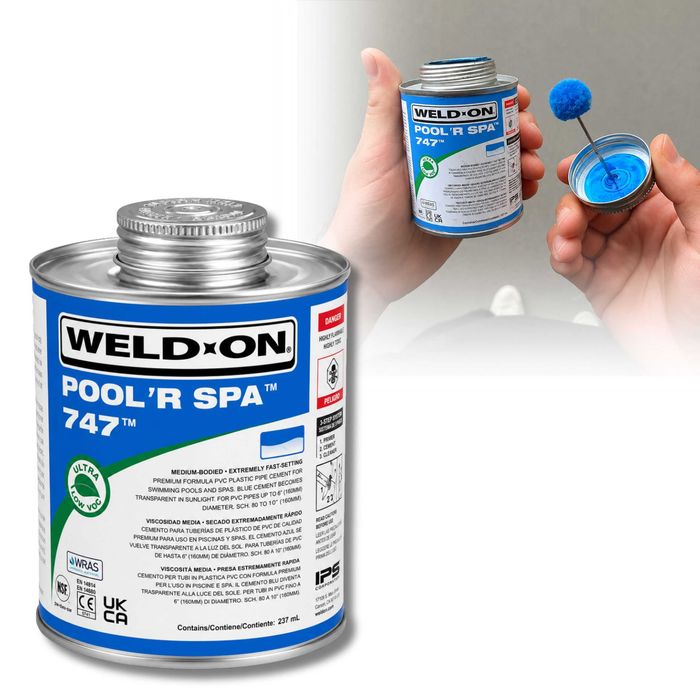 Klej do rur wodnych basenów spa PVC WELD-ON 747 POOL’R SPA ultraszybki 237 ml