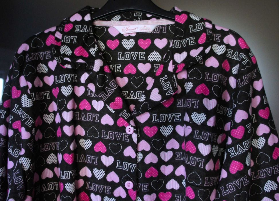 góra koszula od piżamy 40 / 42 do spania w serduszka miękka flanela