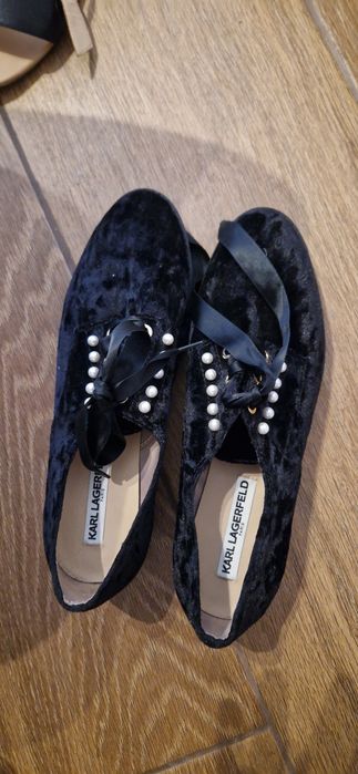 Чорні оксамитові лофери  Karl Lagerfeld