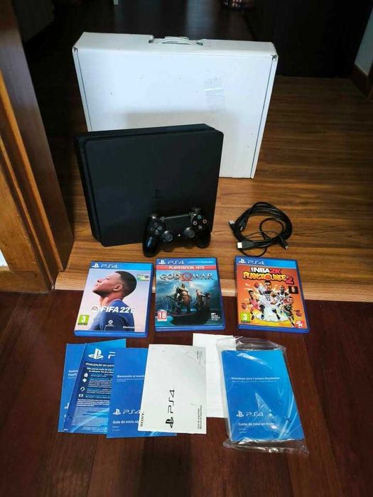 PlayStation 4 Slim 1TB + 3 Jogos + Caixa Original – Excelente Estado