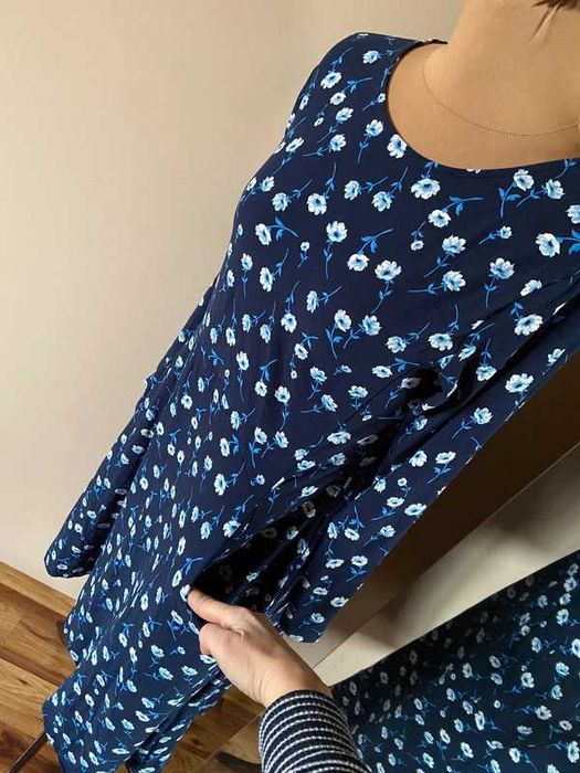 Emeliax sukienka 7/8 maxi midi floral oversize kieszenie 36 38
