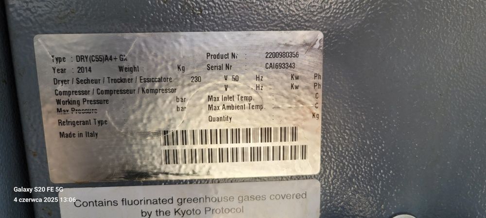 Kompresor sprężarka Atlas copco GX7ff gx 7 ff oszuszacz zbiornik