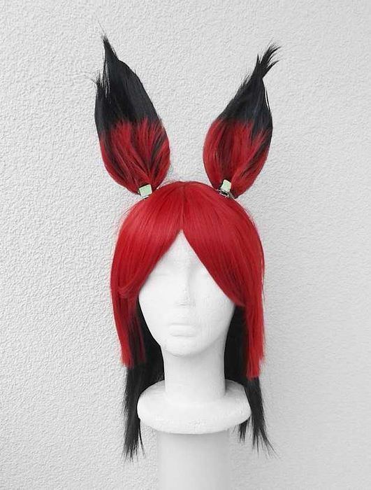 Czerwona peruka z uszami cosplay czerwony wig Alastor Hazbin Hotel
