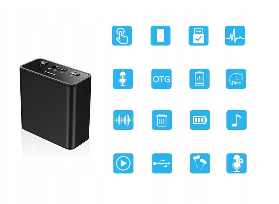Mini DYKTAFON Podsłuch Szpiegowski Detekcja Ukryty USB 32GB | GRATIS