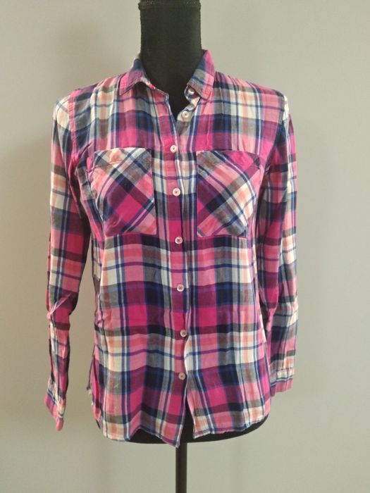 Koszula w kratę różowa