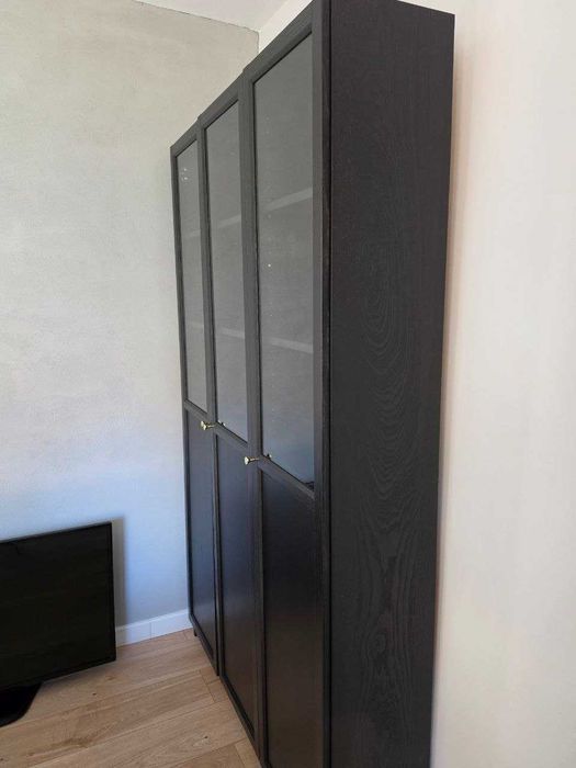 IKEA BILLY / OXBERG witryna 120x30x202 cm czarnobrązowa