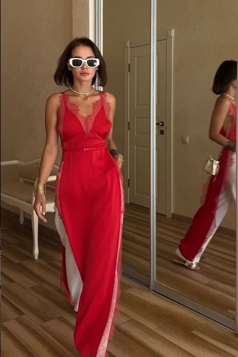 Червона сукня яку можна носити і вдома хs-s