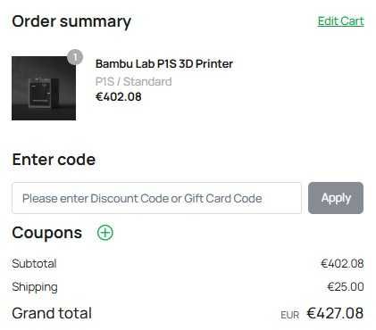 BambuLab P1S Impressora 3D 1 AMS - Usadas (421€ Novas com Portes]