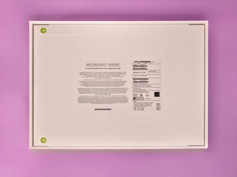 NOWY MacBook Pro 14" M3 8GB/512GB Silver - 12 m-cy gwarancji + faktura