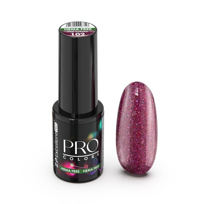 Excellent PRO Pro Colors Hema Free lakier hybrydowy 102 Pink Aurora 7g