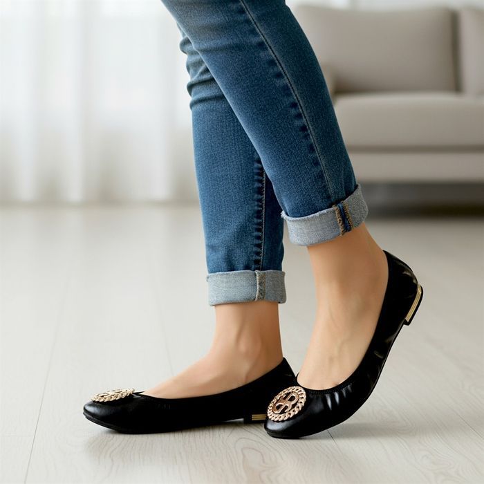 Baleriny buty damskie czarne balerinki na gumce 6379 rozm. 38