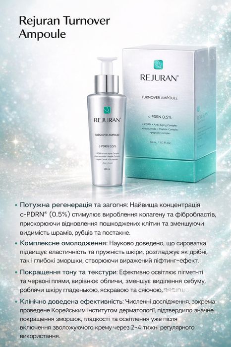Оригінал Антивікова Сироватка  Rejuran Dual Effect Ampoule / Turnover