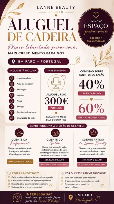 Aluguel de cadeira para cabeleireiro