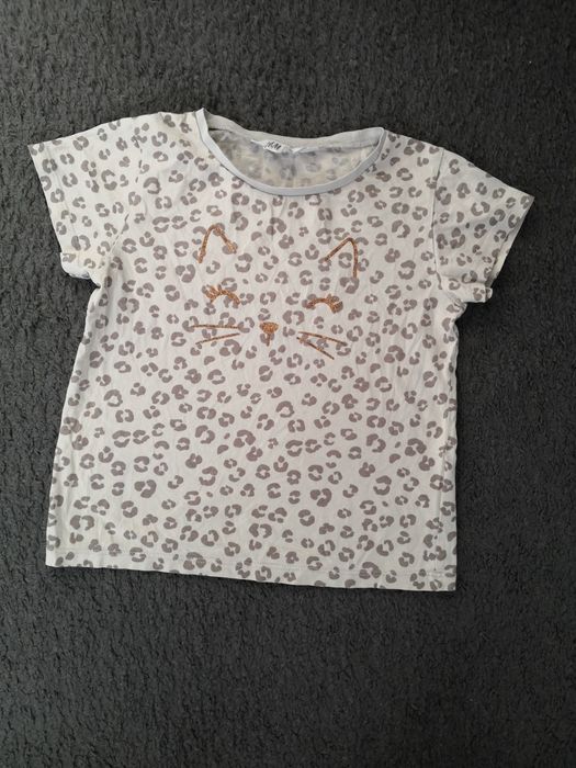 H&M bluzka krótkie rękawy panterka w panterkę dla dziewczynki.