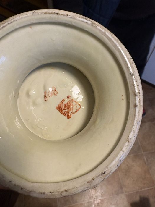 Misa ceramiczna vintage z pawiem, ręcznie zdobiona, retro