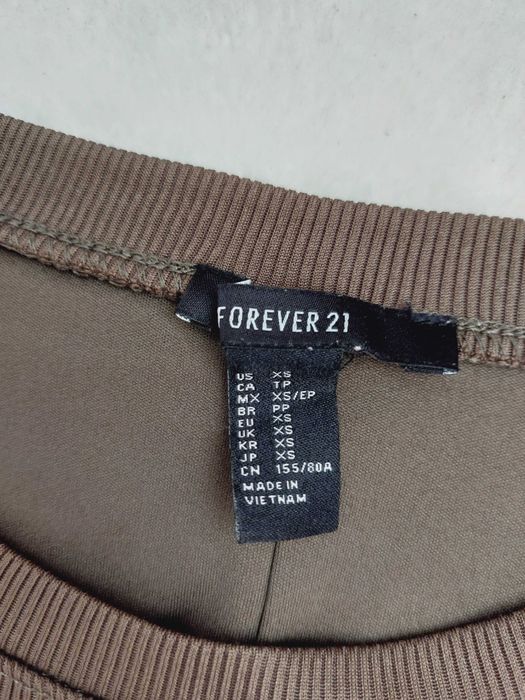 Forever21 sukienka w prążek khaki krótki rękawek xs s