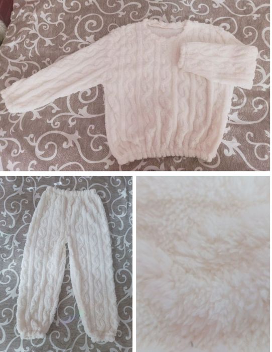 Новая зимняя пижама женская, мужская теплый костюм плюшевый косичка