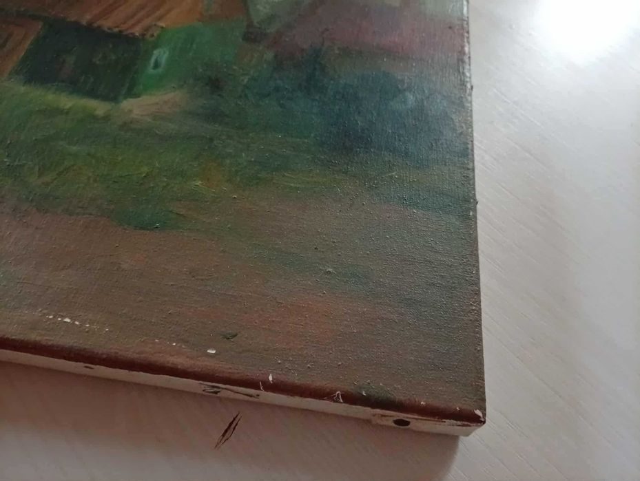 Płótno bawełnianie przedstawiające dom na wsi