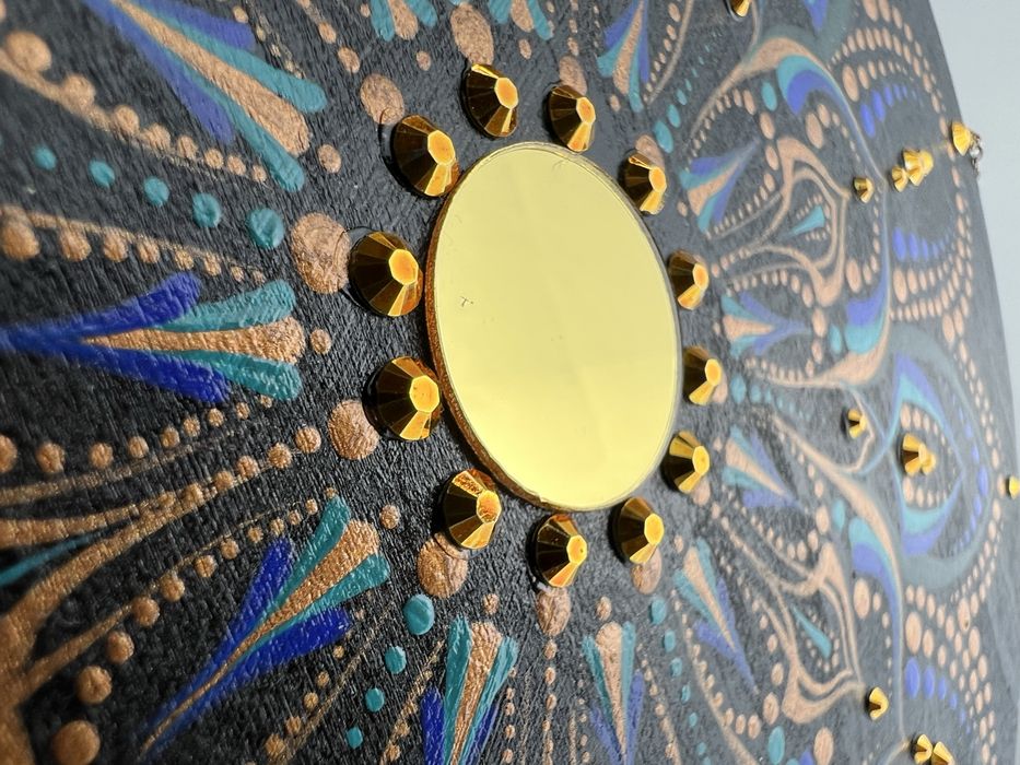 Mandala ręcznie malowana dekoracja ścienna boho glamour prezent