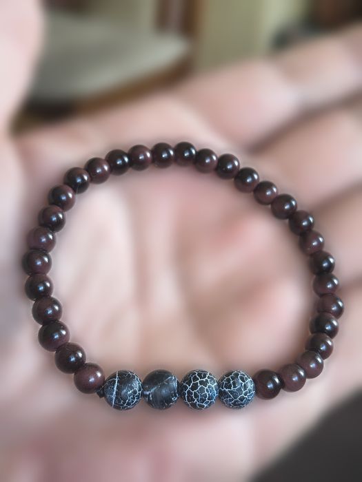Bransoletka męska handmade Bycze oko i onyks