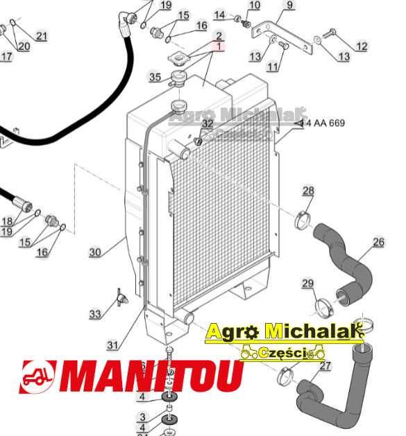 Chłodnica manitou MLT634, 735, 741, 742, MLT932, 1035, 634