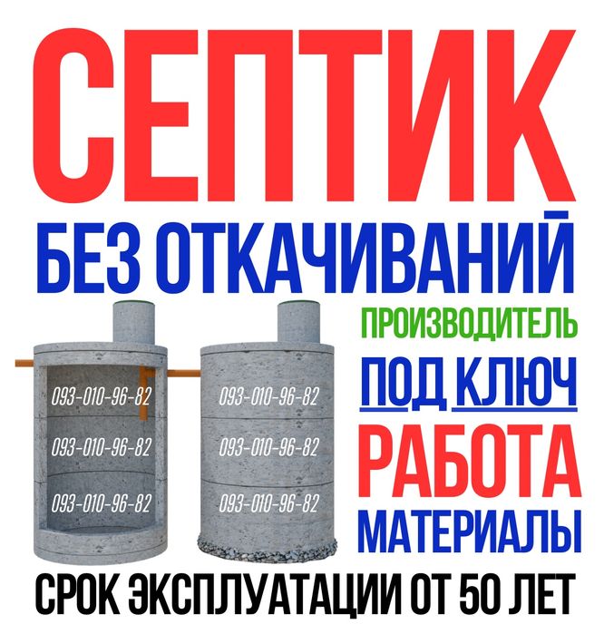 Септик под ключ. Канализация из бетонных колец. Копка и модернизация.