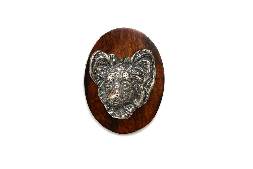 Papillon broszka clipring drewniany Art-Dog