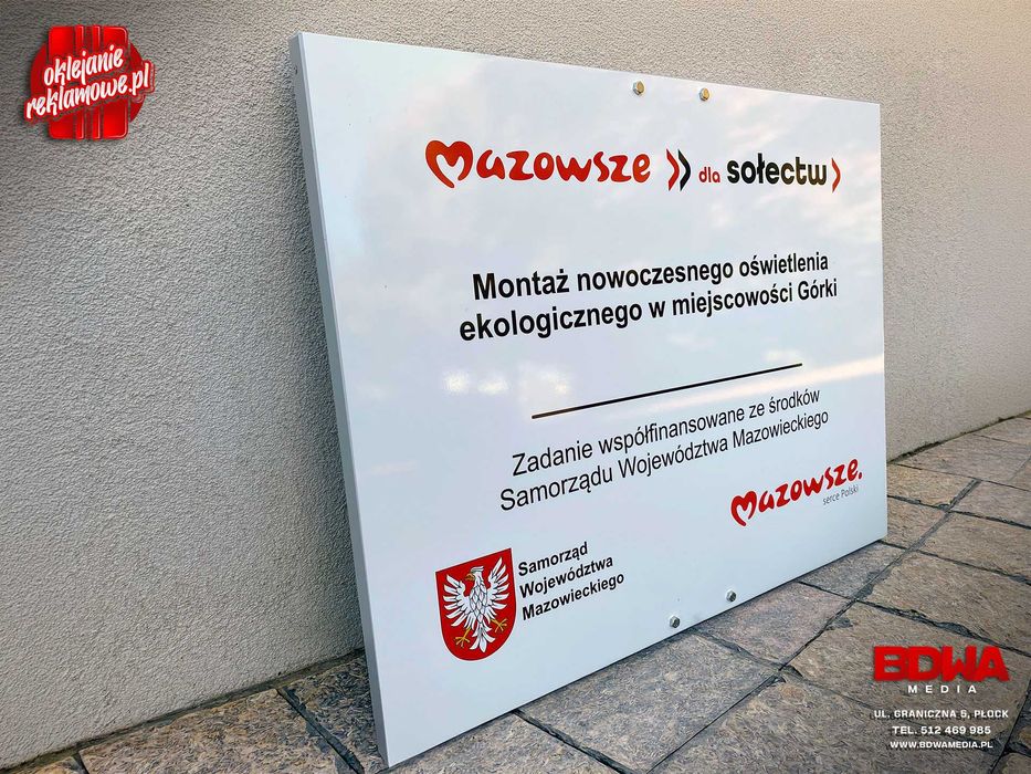 Tablica Unijna fundusze, Tablica informacyjna, szyld, płyta