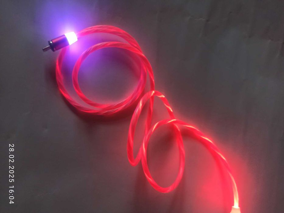 Светящийся магнитный кабель Micro USB Красный
