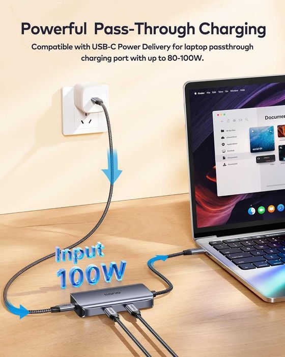 Stacja Dokująca Hub Do Laptopa Pc Usb-c 3.2 Gen2 4 Porty 100w 5w1